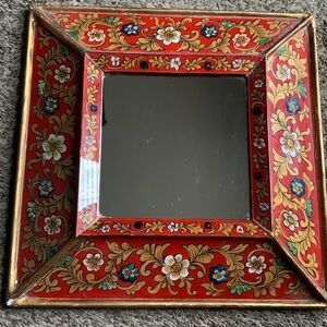 Vintage Peruvian Square Hanging Mirror